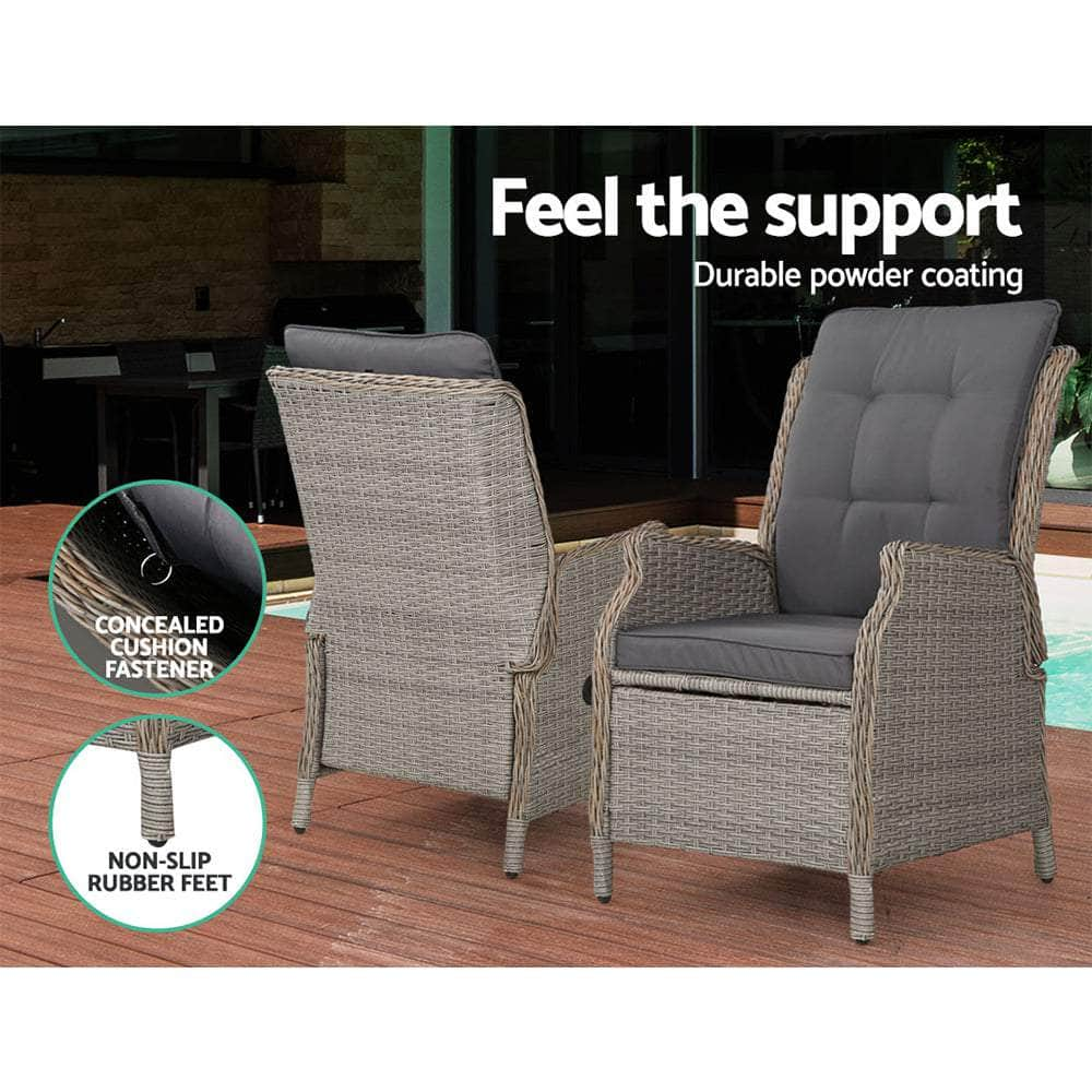 Outdoor Patio Furniture Wicker Sofa Lounger 2pcs