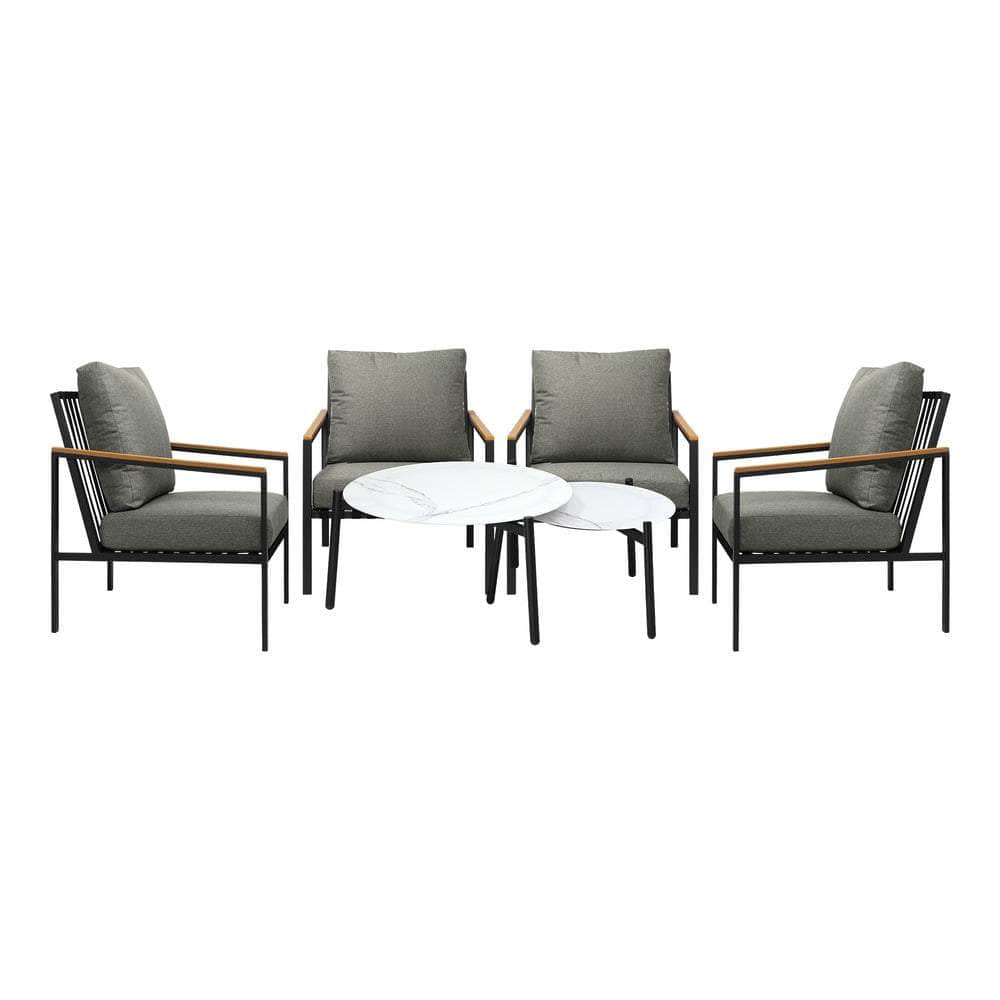 Outdoor Patio Lounge Set White 50/70cm Coffee Table Set Chairs
