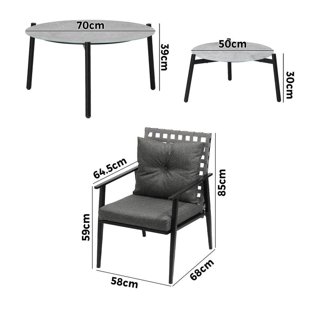 Outdoor Patio Set 2pc Grey Table Sets 4pc Rattan Black Chairs