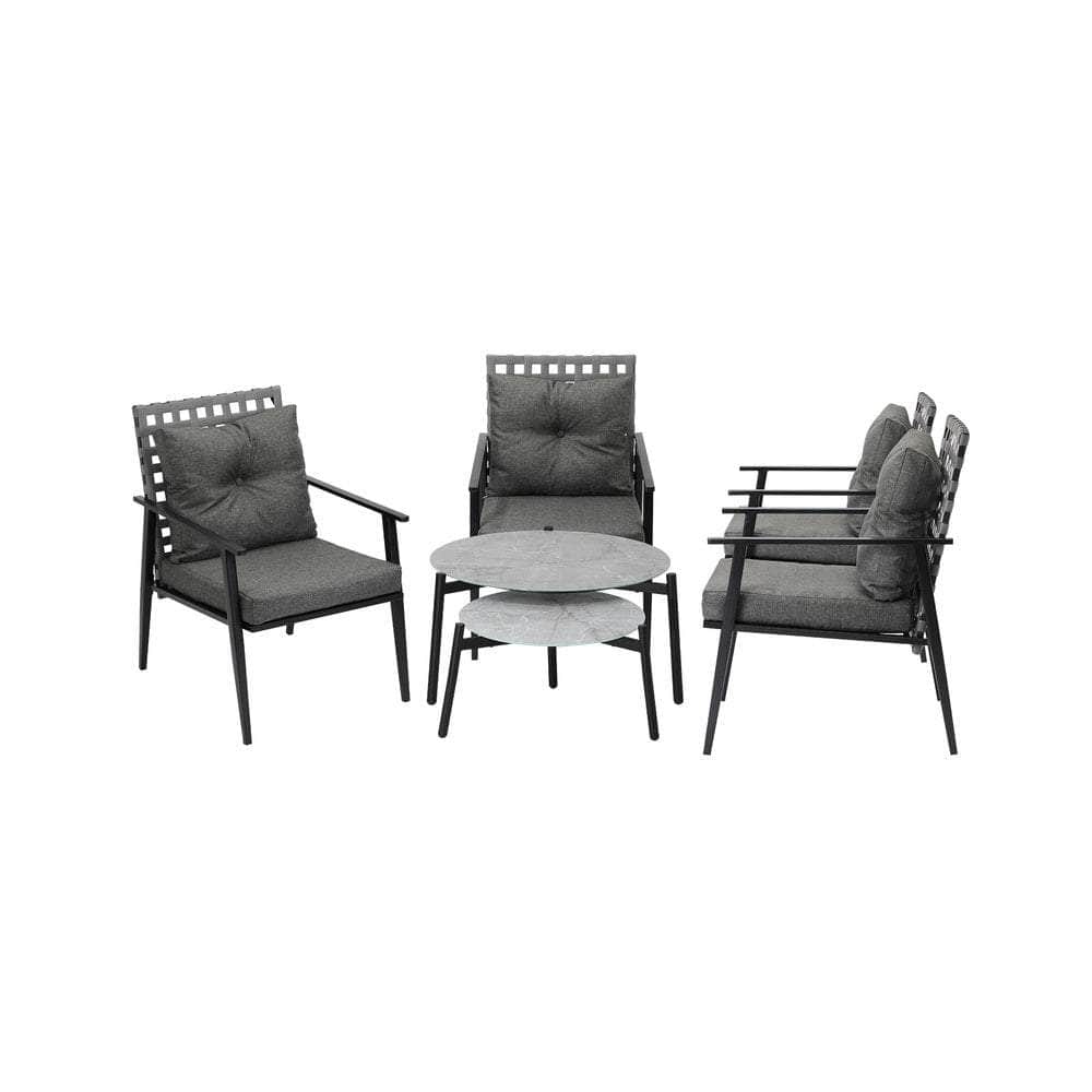 Outdoor Patio Set 2pc Grey Table Sets 4pc Rattan Black Chairs