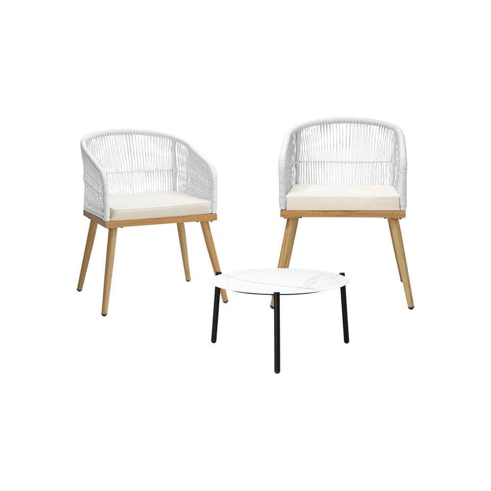 Outdoor Patio Set 50/70 cm Table Beige and Natural Chairs