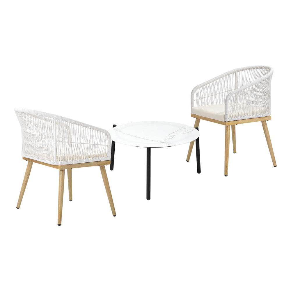 Outdoor Patio Set 50/70 cm Table Beige and Natural Chairs