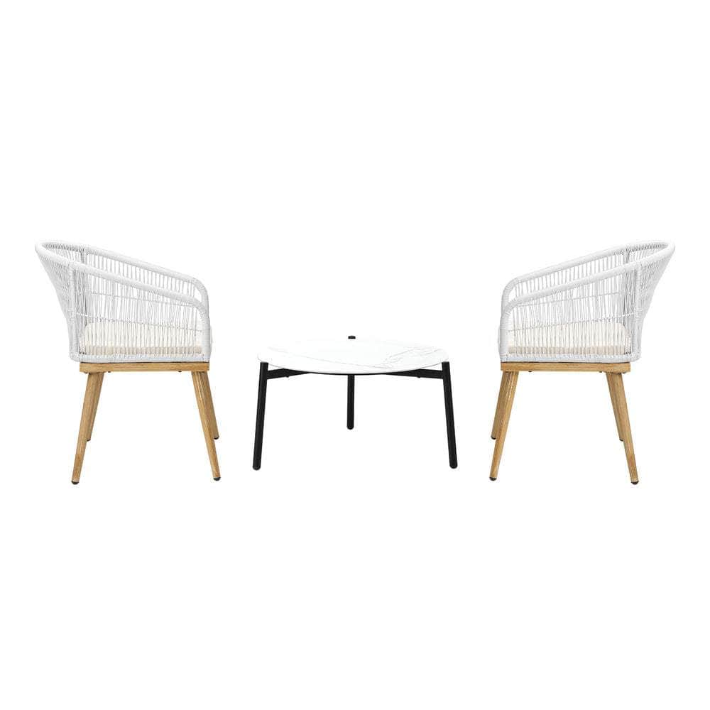 Outdoor Patio Set 50/70 cm Table Beige and Natural Chairs