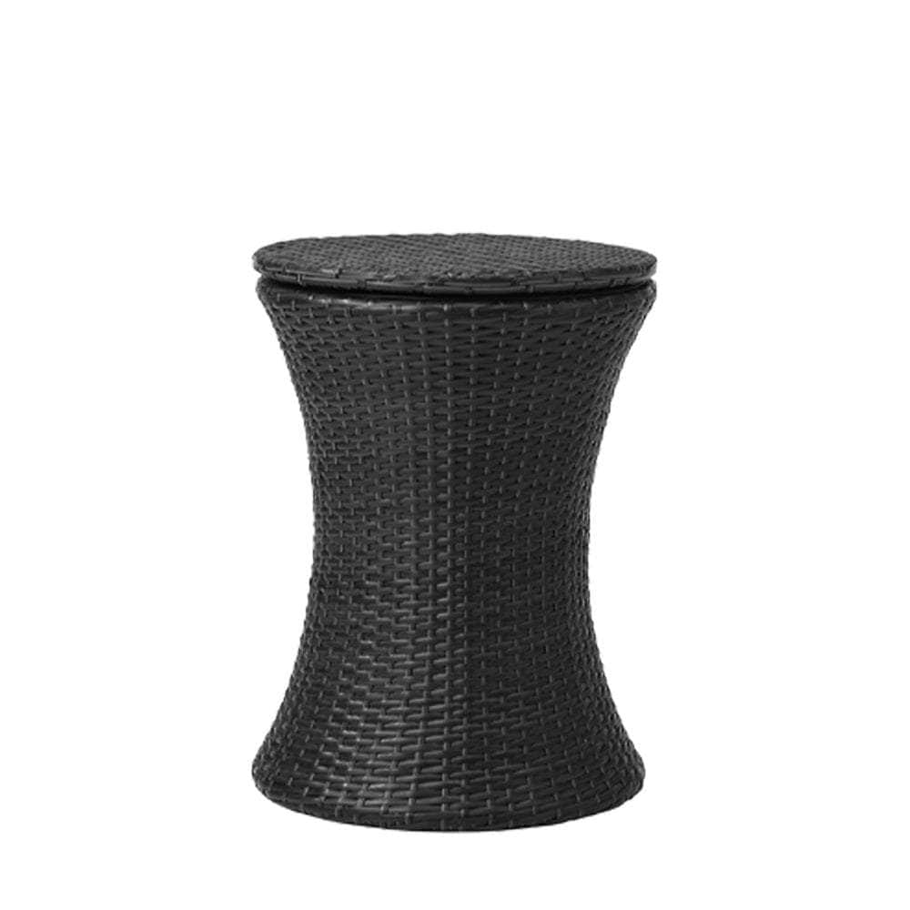 Outdoor Patio Set Ice Bucket Black & Brown Table Rattan Bistro Set 3pcs
