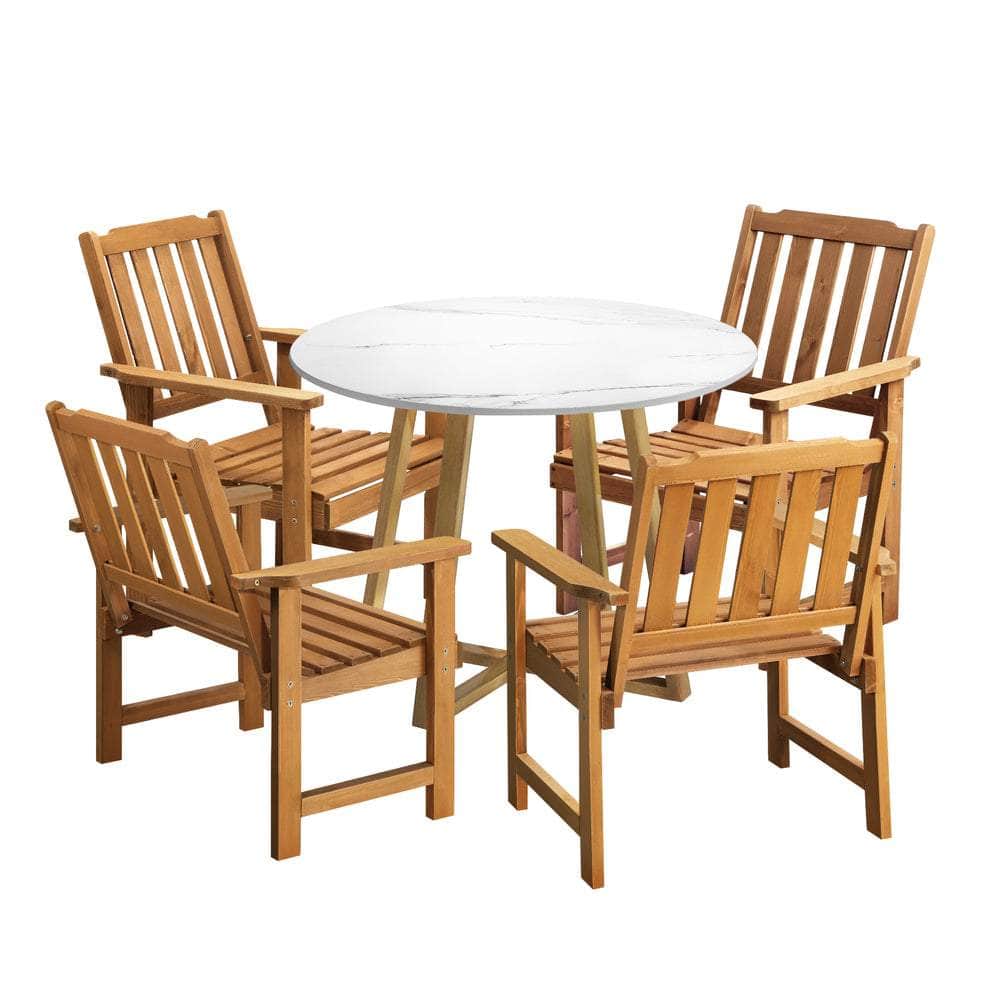 Outdoor Patio Set Solid Wood Chair&Table 3PC & 5PC