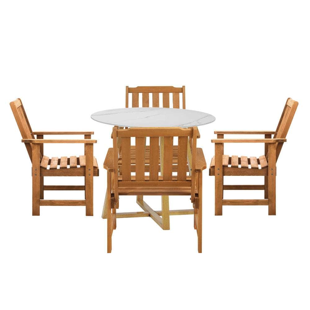 Outdoor Patio Set Solid Wood Chair&Table 3PC & 5PC