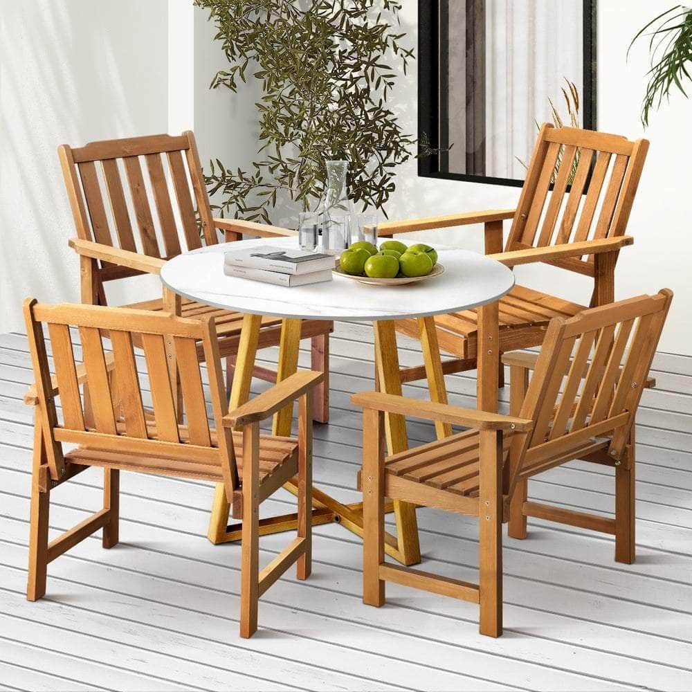 Outdoor Patio Set Solid Wood Chair&Table 3PC & 5PC