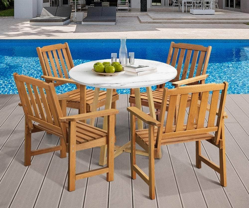 Outdoor Patio Set Solid Wood Chair&Table 3PC & 5PC