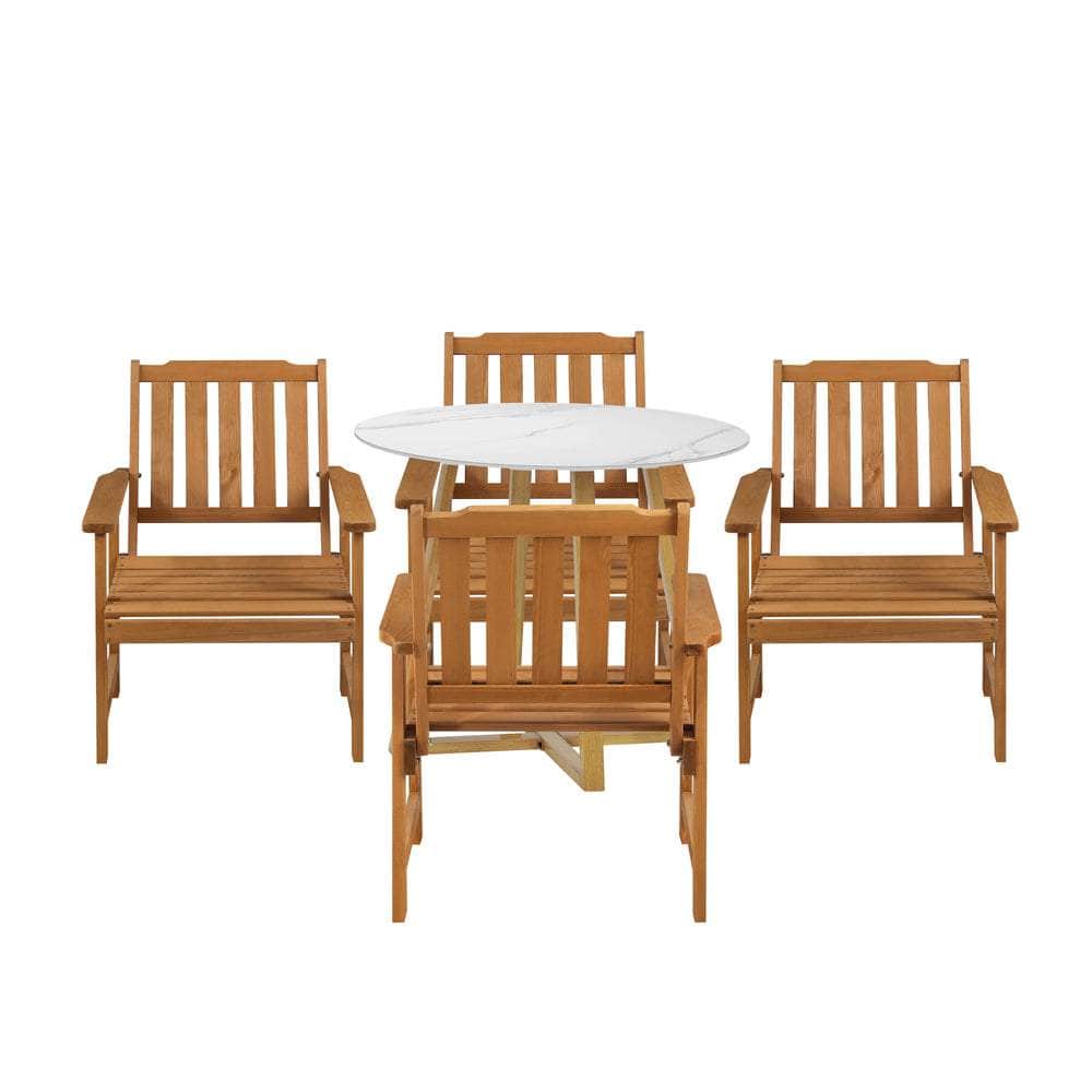 Outdoor Patio Set Solid Wood Chair&Table 3PC & 5PC