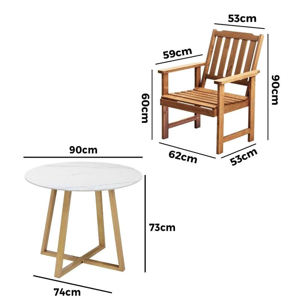 Outdoor Patio Set Solid Wood Chair&Table 3PC & 5PC