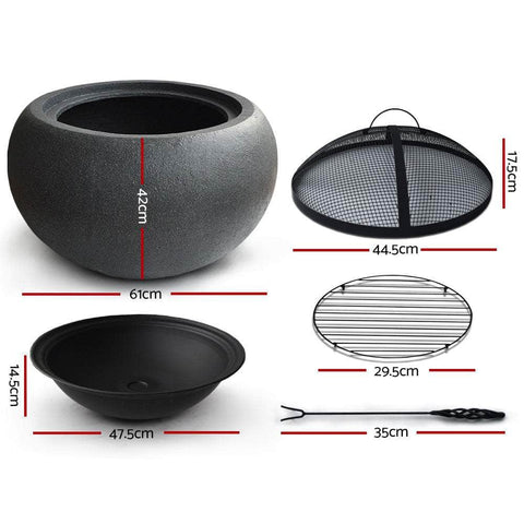 Fire Pit Bowl Black 61Cm