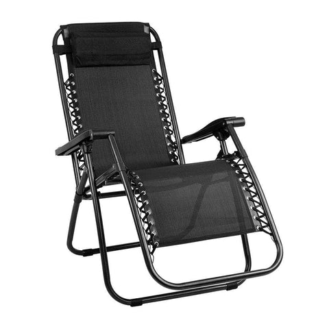 Black Outdoor Recliner Sun Lounge Chair