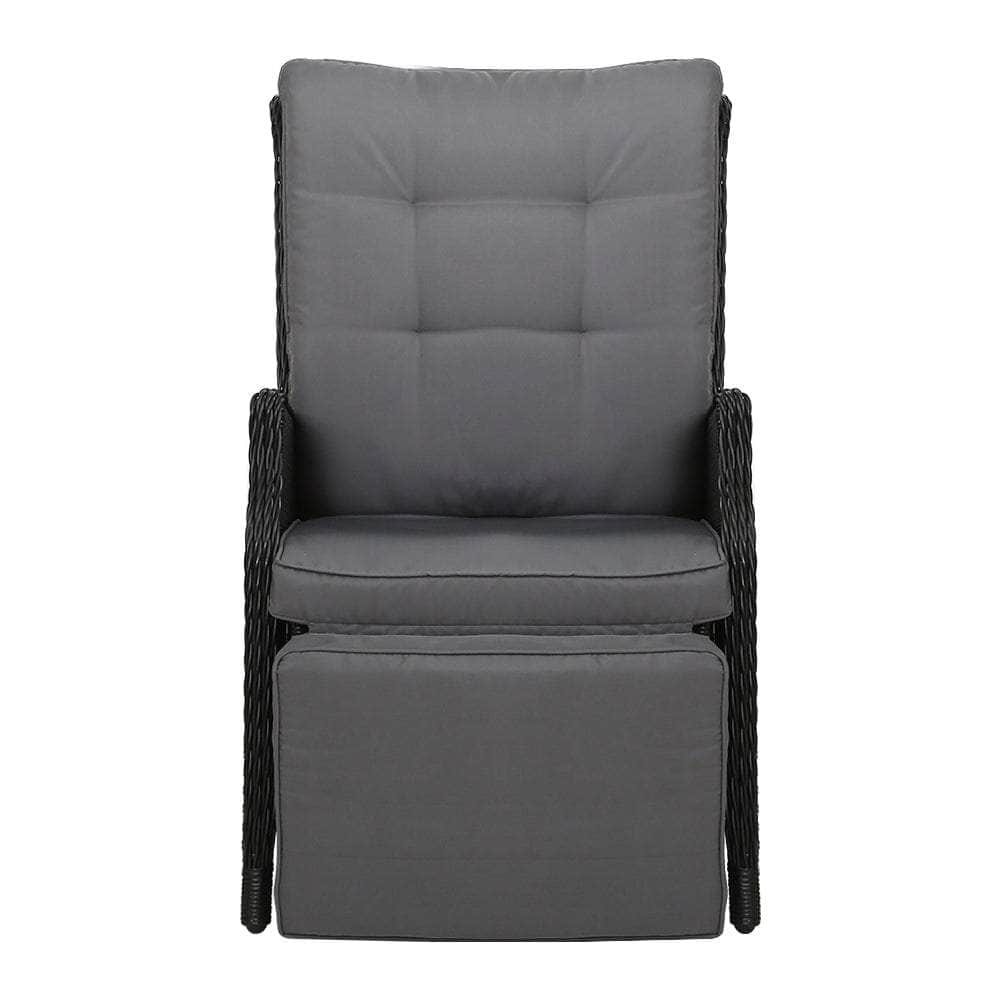 Outdoor Recliner Chairs Black 2pcs