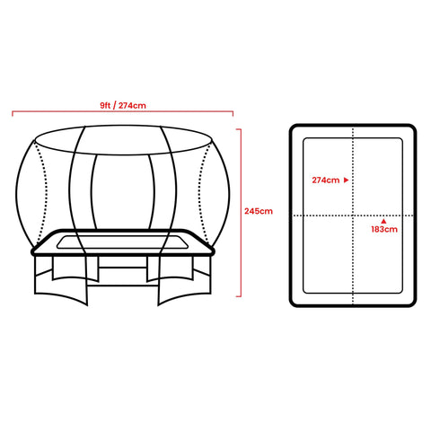 Outdoor Rectangular 6x9ft Trampoline with LED Basketball Set Rainbow