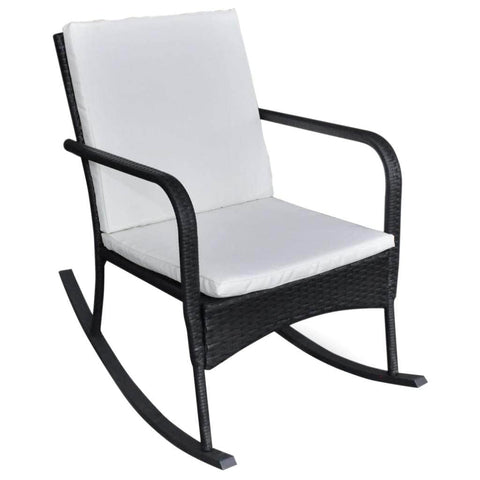 Outdoor Rocking Chair Black Poly Rattan