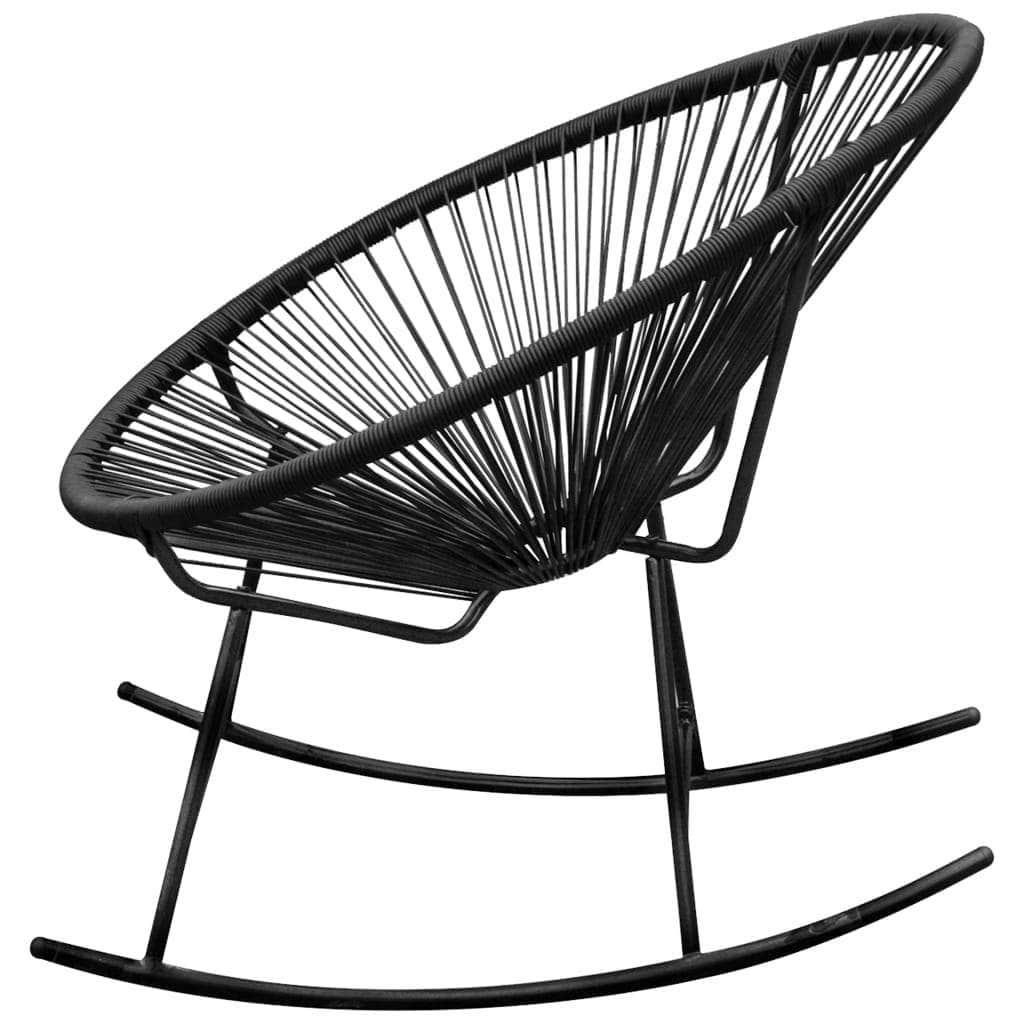 Outdoor Rocking Chair Black Poly Rattan - Simple deals