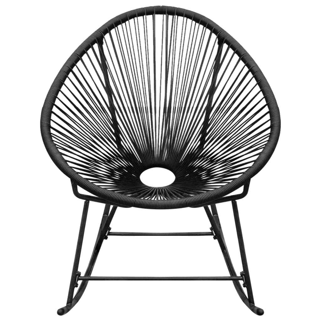 Outdoor Rocking Chair Black Poly Rattan - Simple deals
