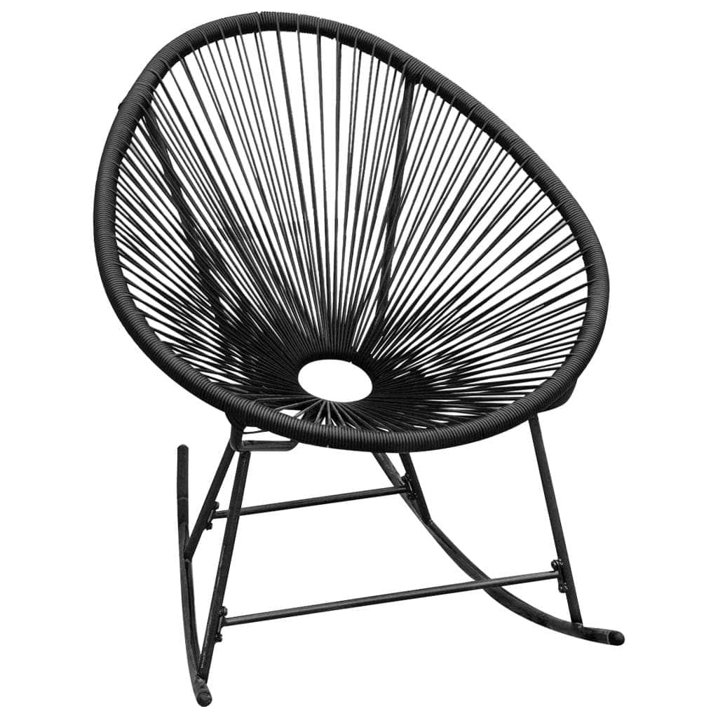Outdoor Rocking Chair Black Poly Rattan - Simple deals