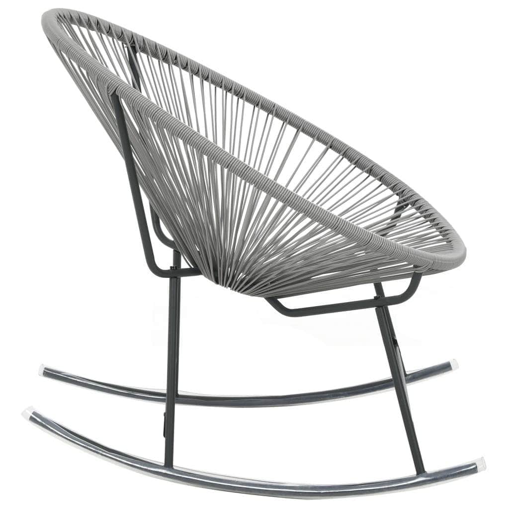 Outdoor Chairs - Outdoor Rocking Moon Chair Grey Poly Rattan