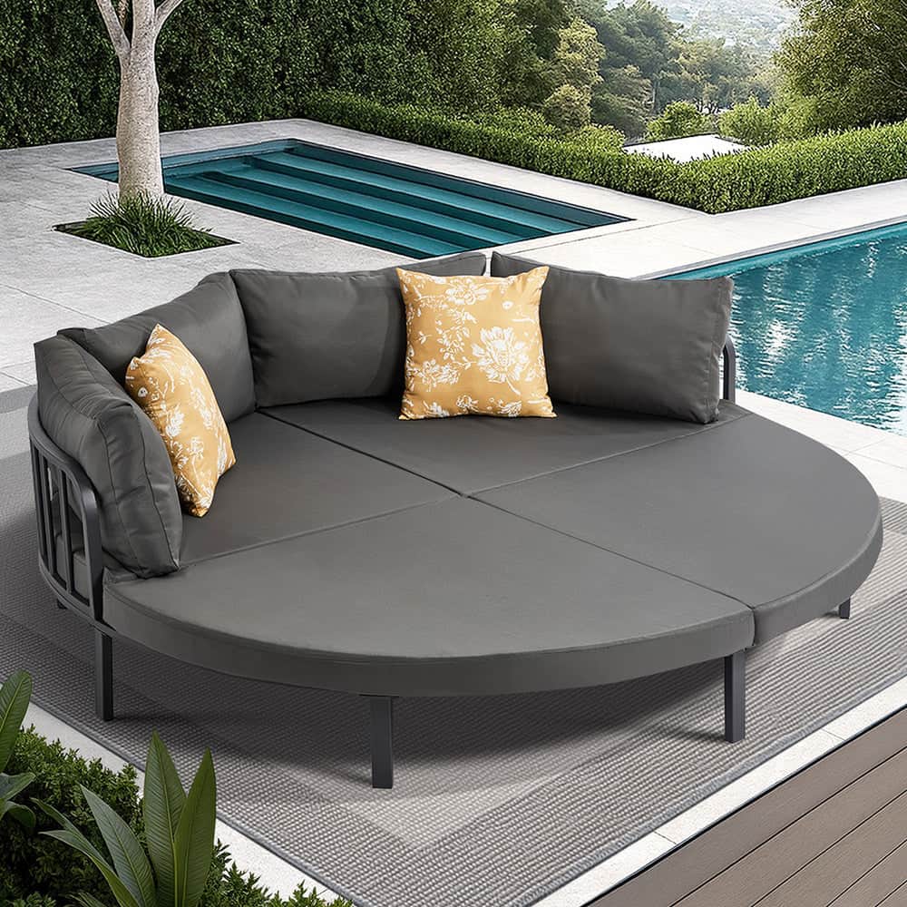 Outdoor Round Daybed Large Rattan Sun Lounge Sofa Patio Furniture