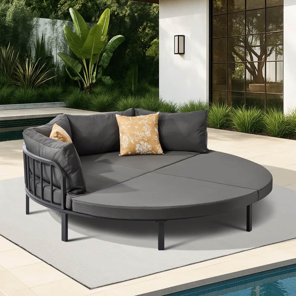 Outdoor Round Daybed Large Rattan Sun Lounge Sofa Patio Furniture