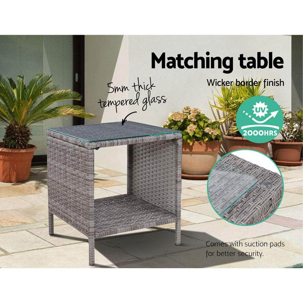 Outdoor Setting Recliner Chair Table Set Wicker lounge Patio Furniture