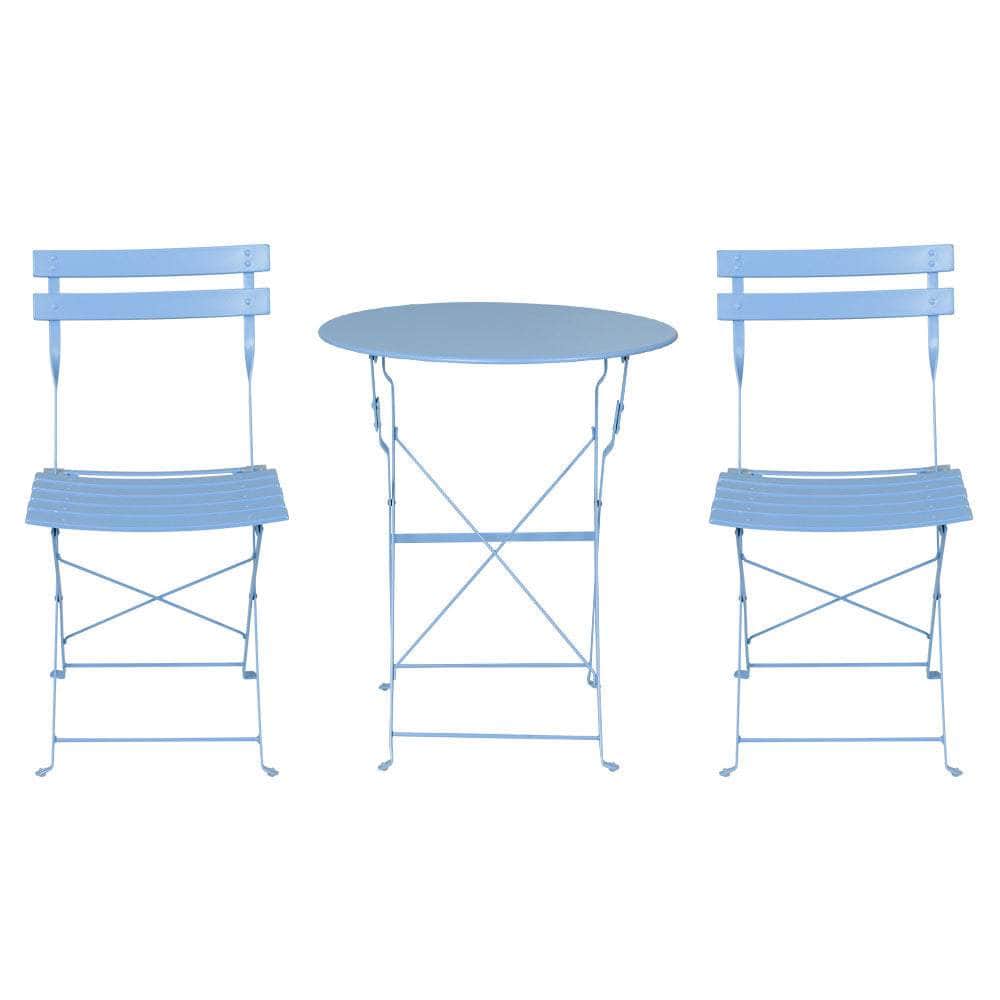 Outdoor Setting Table and Chairs Folding Bistro Set Patio Furniture Blue