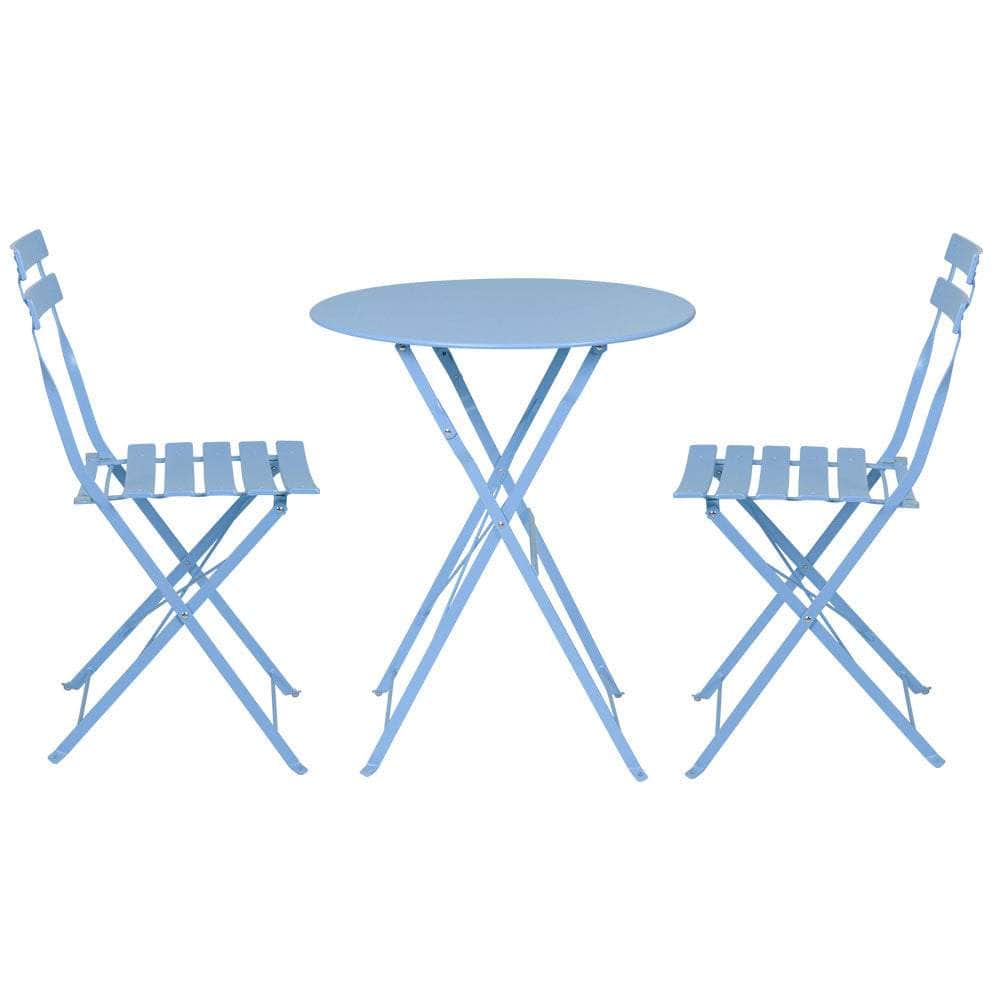 Outdoor Setting Table and Chairs Folding Bistro Set Patio Furniture Blue