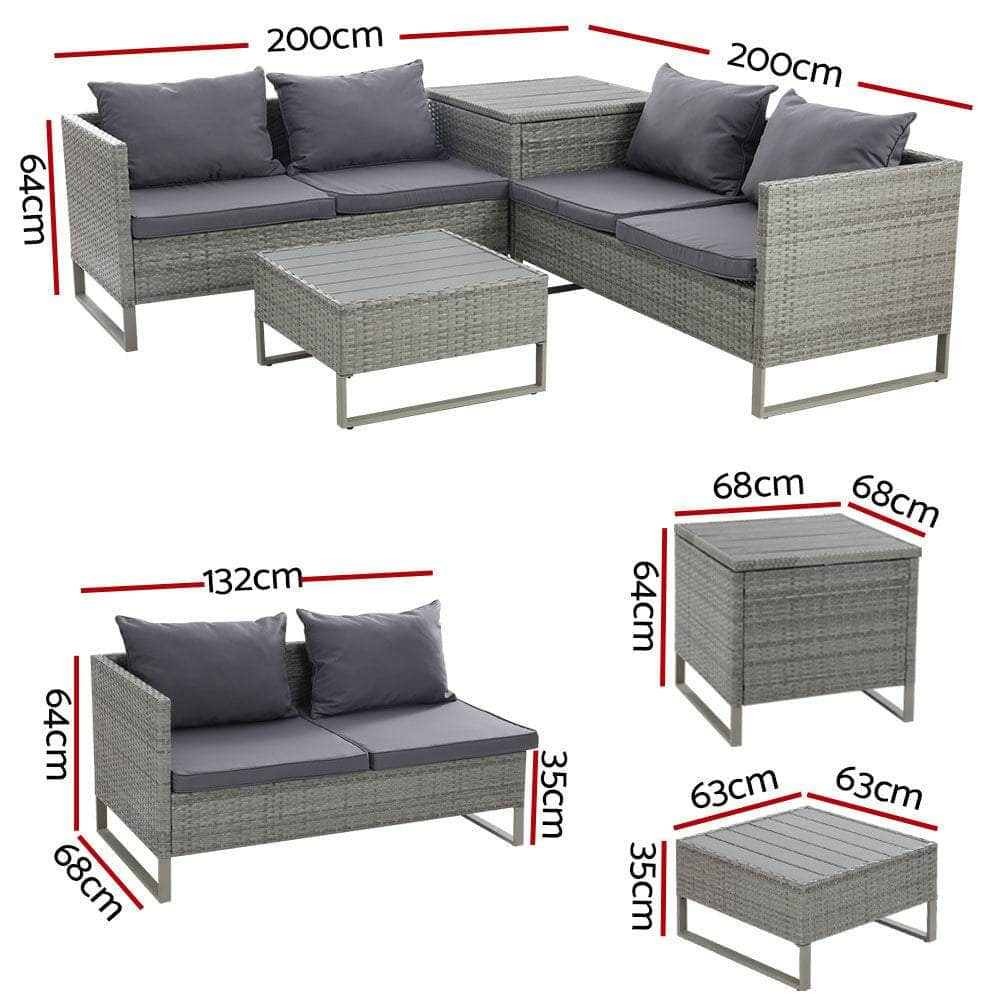 Outdoor Sofa Furniture Garden Couch Lounge Set Patio Wicker Table Chairs