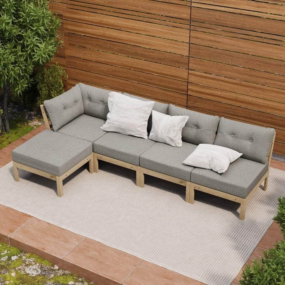Outdoor Sofa Set 4 Seater Lounge 1 Coffee Table Beige
