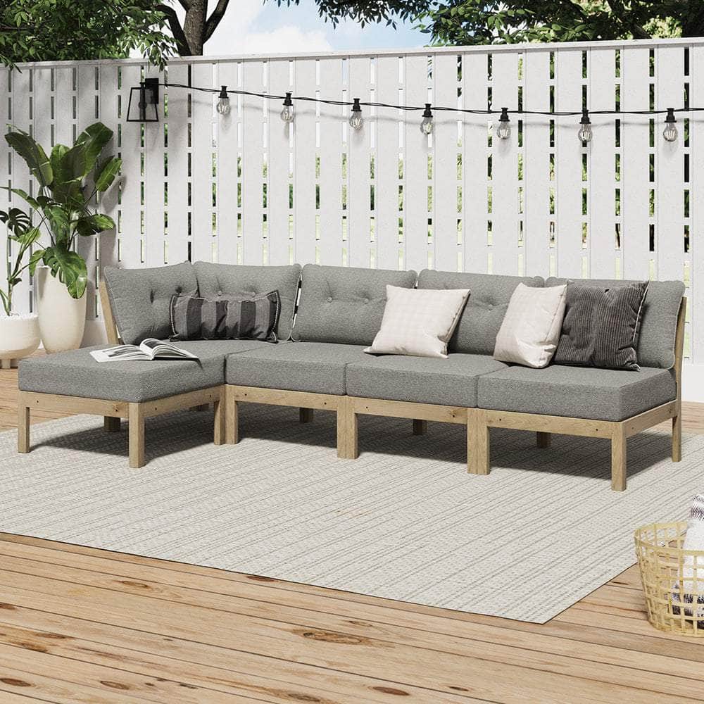 Outdoor Sofa Set 4 Seater Lounge 1 Coffee Table Beige