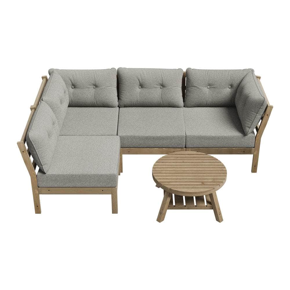 Outdoor Sofa Set 4 Seater Lounge 1 Coffee Table Beige