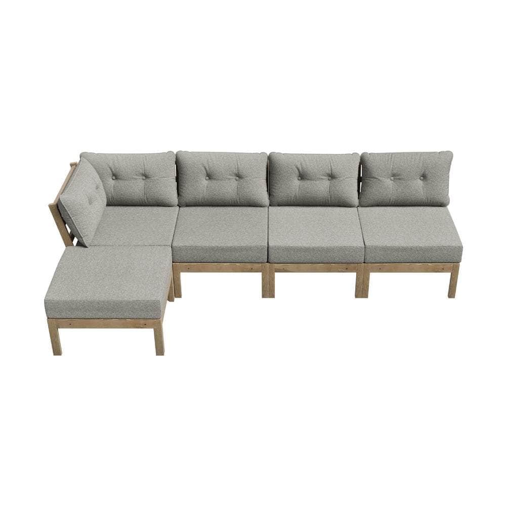 Outdoor Sofa Set 4 Seater Lounge 1 Coffee Table Beige