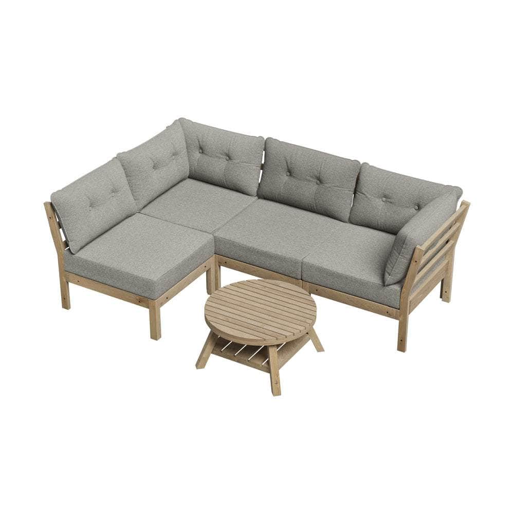 Outdoor Sofa Set 4 Seater Lounge 1 Coffee Table Beige