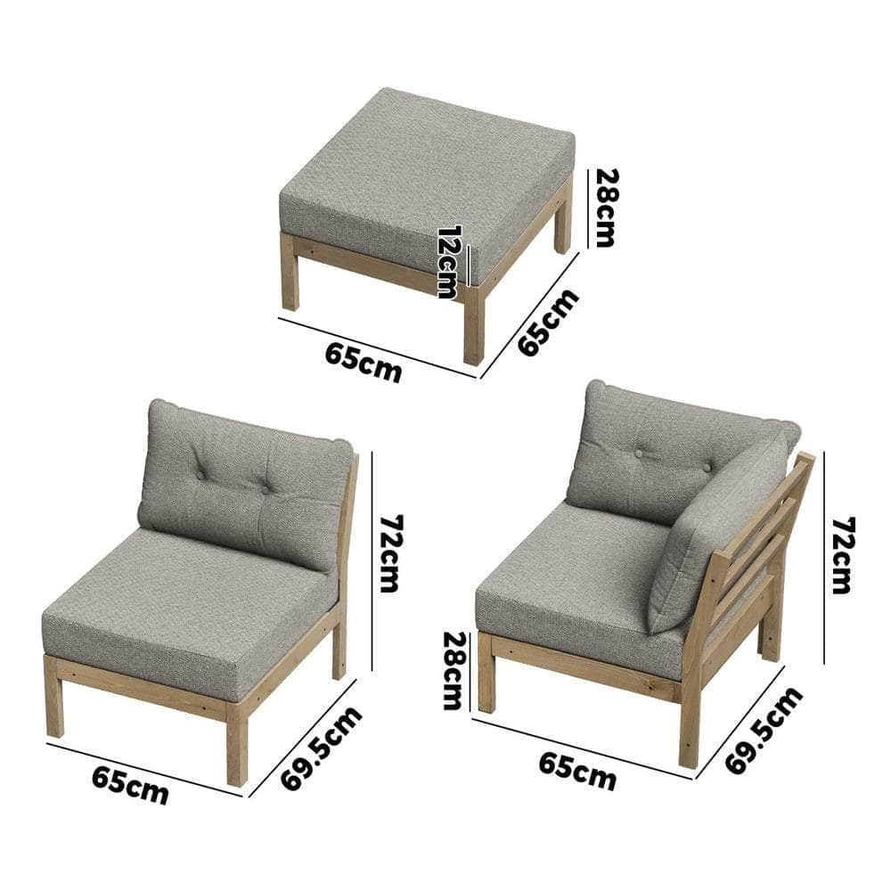 Outdoor Sofa Set 4 Seater Lounge 1 Coffee Table Beige