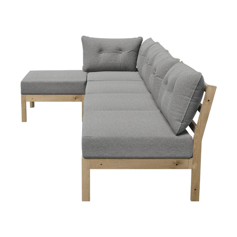 Outdoor Sofa Set 4 Seater Lounge Setting Patio Furniture - Grey & Green