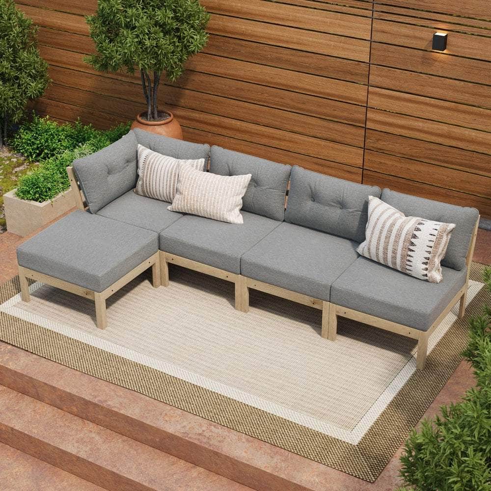 Outdoor Sofa Set 4 Seater Lounge Setting Patio Furniture - Grey & Green