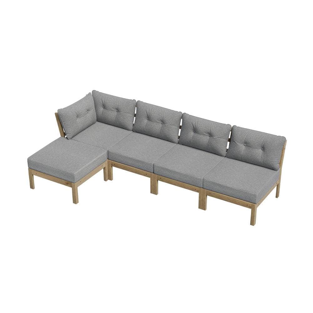 Outdoor Sofa Set 4 Seater Lounge Setting Patio Furniture - Grey & Green