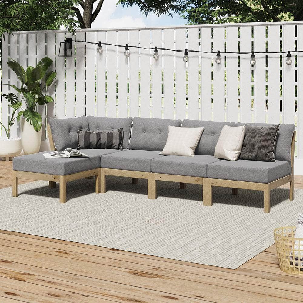 Outdoor Sofa Set 4 Seater Lounge Setting Patio Furniture - Grey & Green