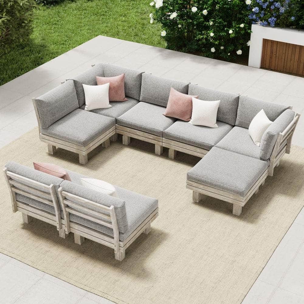 Outdoor Sofa Set 8 Piece Wooden Lounge Setting Garden