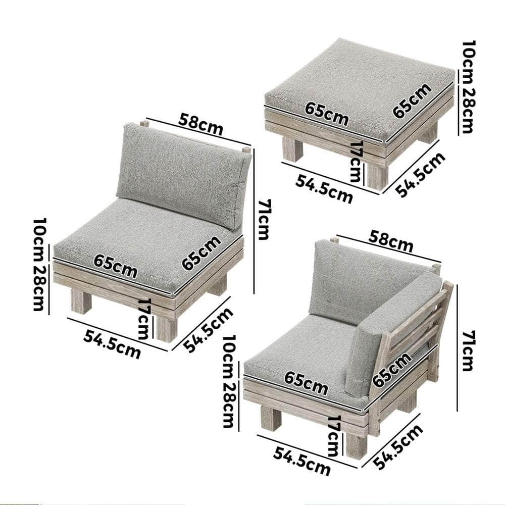 Outdoor Sofa Set 8 Piece Wooden Lounge Setting Garden