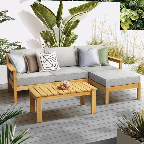 Outdoor Sofa Set Wooden Table Lounge 5Piece