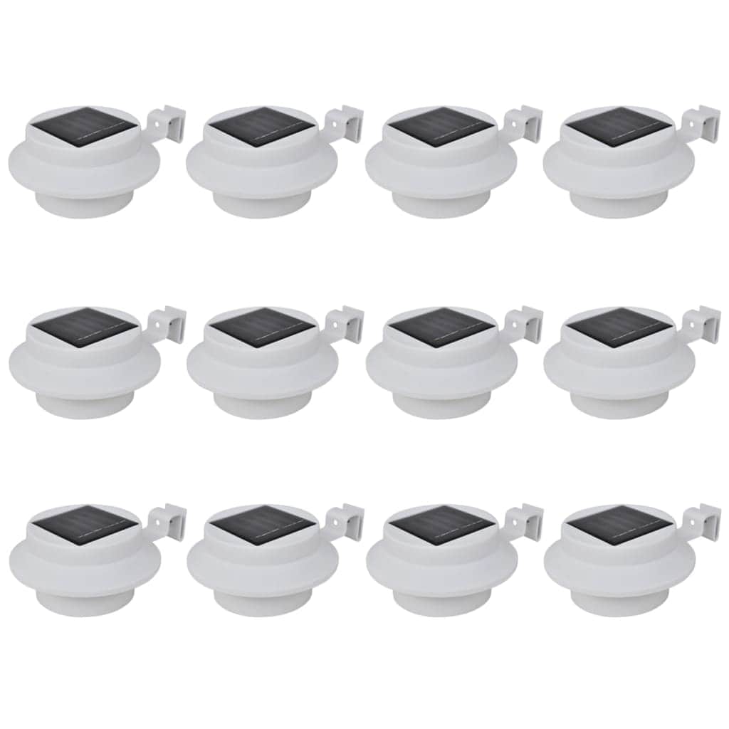 Outdoor Solar Fence Lamps 12 pcs LED White