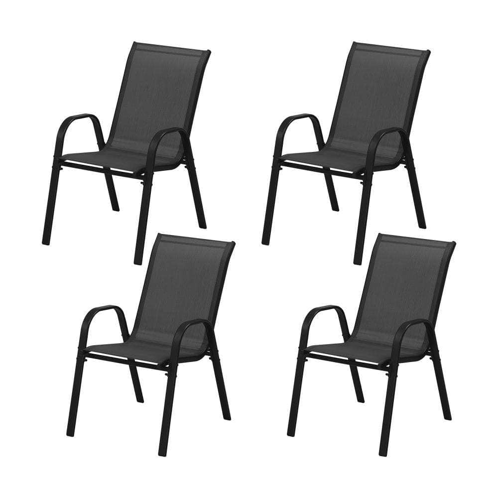 Outdoor Stackable Chairs Patio Furniture Lounge Chair Bistro Set 4 Piece