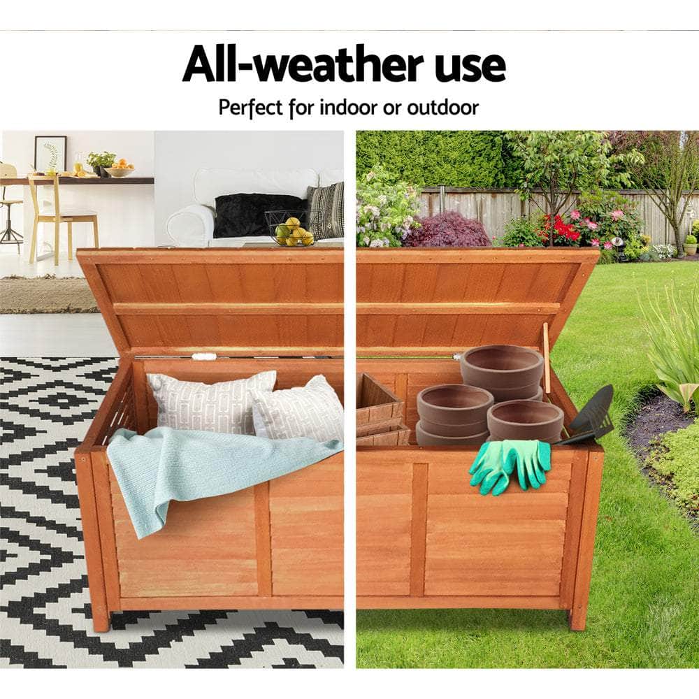 Outdoor Storage Bench Box 210L Wooden Patio Garden Chair Seat
