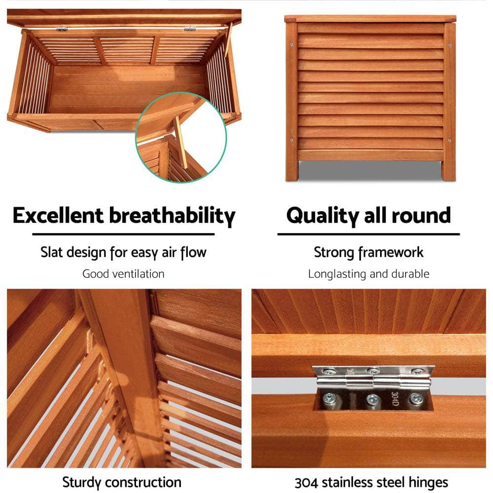Outdoor Storage Bench Box 210L Wooden Patio Garden Chair Seat