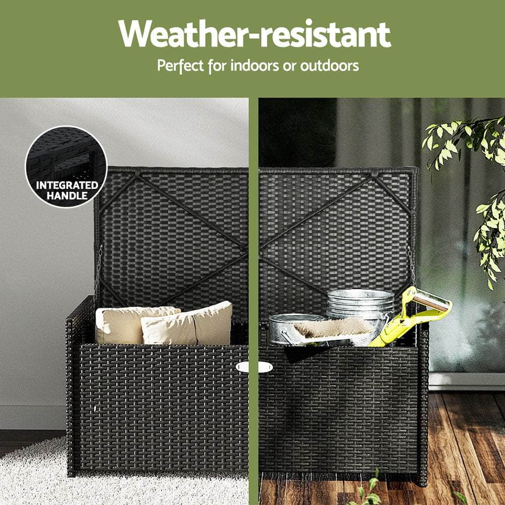 Outdoor Storage Bench Box Garden Sheds Tools Wicker Cushion Patio Chair