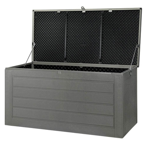 Outdoor Storage Box 680L Container Lockable Garden Bench Tool Shed Black