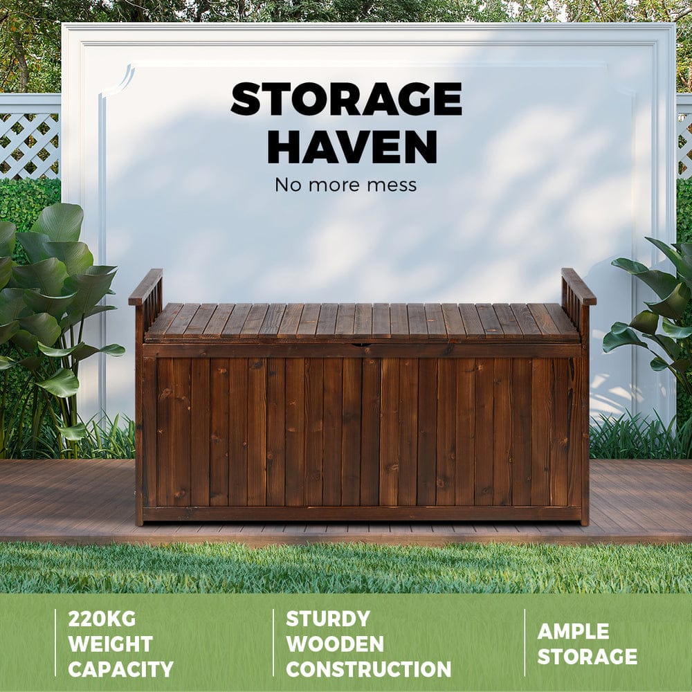 Outdoor Storage Box Garden Bench Wooden 500L Charcoal - Wooden finish - photo 21