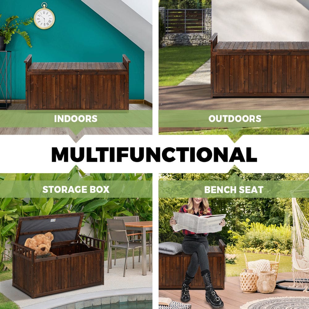 Outdoor Storage Box - Outdoor Storage Box Garden Bench Wooden 500L Charcoal - photo 22